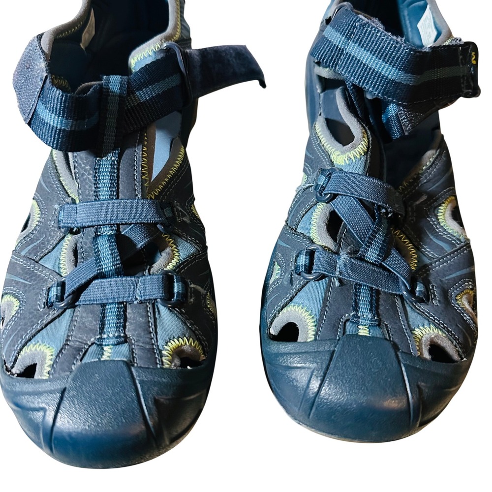 Merrell Hydro Hiker Boys Water Sandals‎ Size 6W Blue Grey Yellow Hook Loop